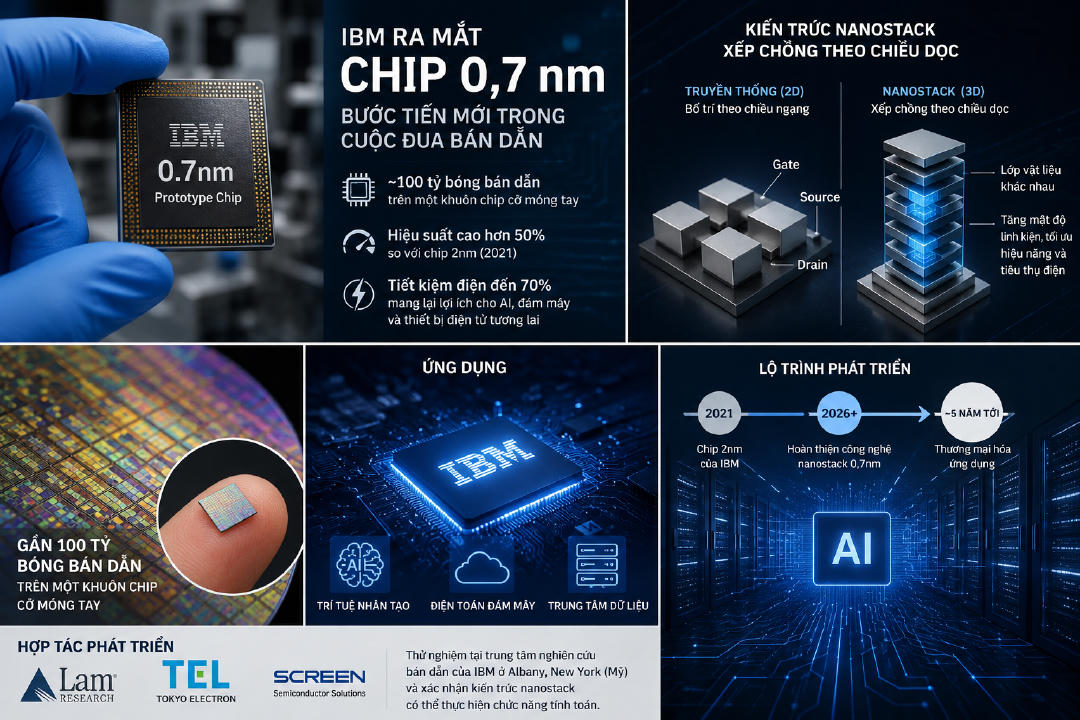 IBM Ra Mắt Công Nghệ Chip Dưới 1nm Đầu Tiên Thế Giới: Bước Nhảy Vọt 0.7nm Thách Thức Mọi Giới Hạn Vật Lý